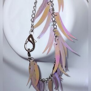 Purple & Pinks Rainbow Iridescent Feathers Bag Charm
